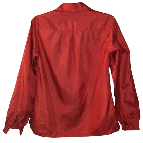 Vintage Shapely Women’s Red Satin Button-Up 1960s Elegant Dressy Top Size 8 - Picture 3 of 14